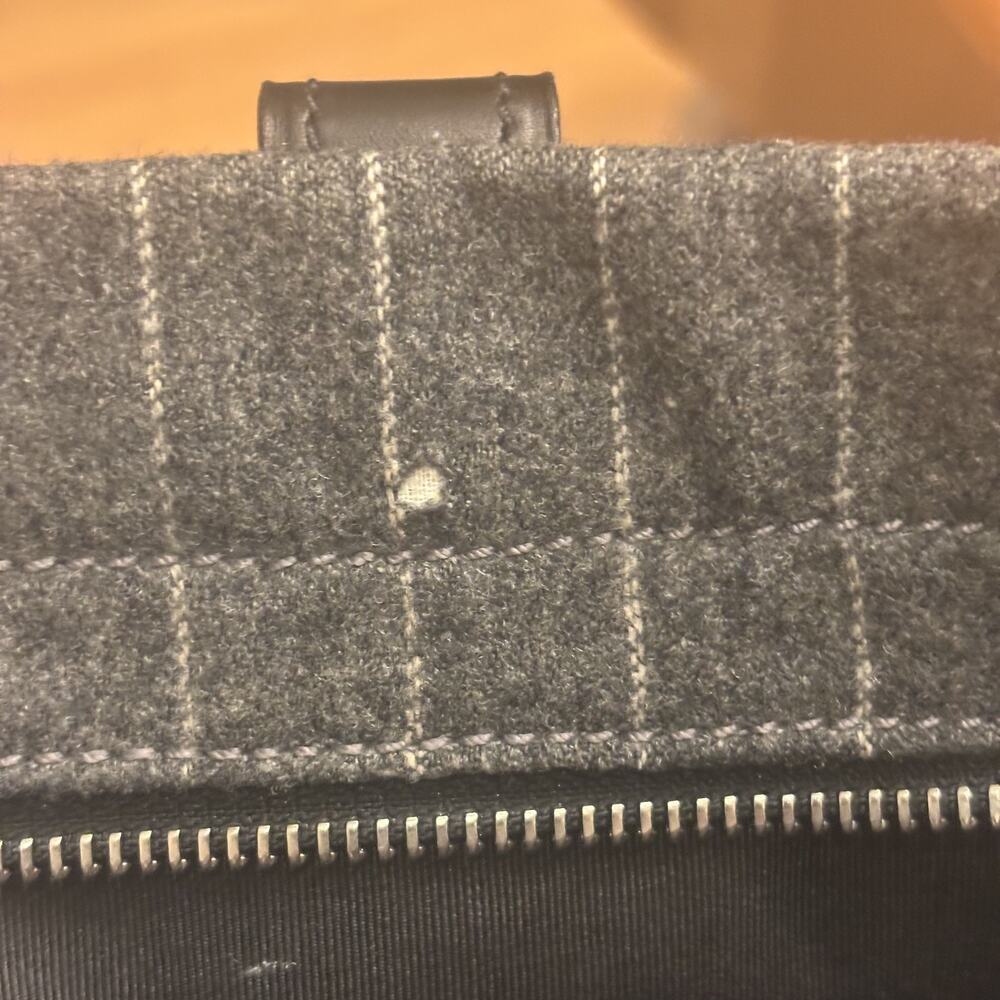 TUMI Chatham East West Satchel Bag Gray Pinstripe Wool & Leather MSRP $495 Italy - Picture 15 of 16
